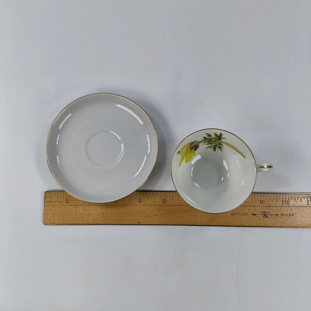 Vintage Rosenthal Helena Tea Cup Saucer Set Selb Germany US Zone Yellow Floral